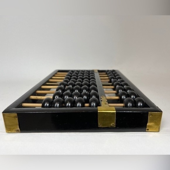 Vintage Wood and Brass Abacus Lotus Flower Brand People’s Republic of China - Picture 5 of 9
